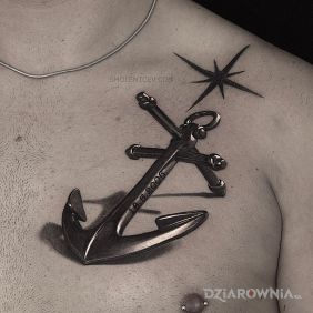 Tatuaż Kotwica na klatce motyw: przedmioty styl: realistyczne