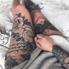 Tattoo Tattooed feet on the forearm motif: butterflies style: realistic