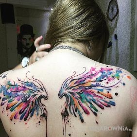 Tatuaż Kolorowe skrzydła na plecach motyw: pozostałe