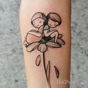 Tattoo Children on the forearm motif: colorful style: graphic / illustrative