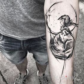 Tattoo The Little Prince on the forearm motif: animals style: sketch