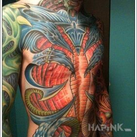 Tattoo Colorful quirks on the chest motif: colorful style: organic