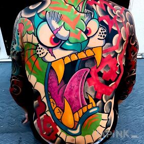Tattoo Ultra colors on the back motif: colorful style: graffiti