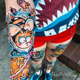 Tattoo Bee on the forearm motif: animals style: graffiti