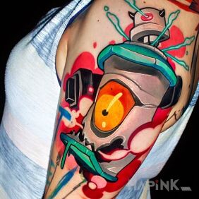 Tattoo Down on the upper arm motif: colorful style: graffiti