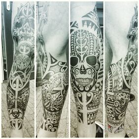 Tattoo Leg on the leg motif: legsleeves style: Polynesian
