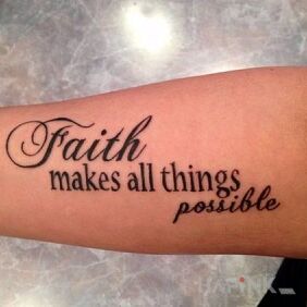 Tattoo Faith on the forearm motif: lettering style: calligraphy