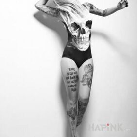 Tattoo Legs and arms in tattoos on the forearm motif: lettering