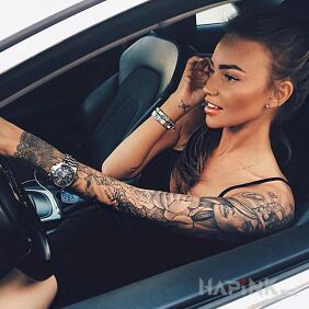 Tattoo Driving on the forearm motif: faces style: graphic / illustrative