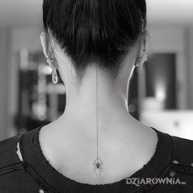 Tatuaż Mini pająk na karku motyw: zwierzęta styl: minimalistyczne