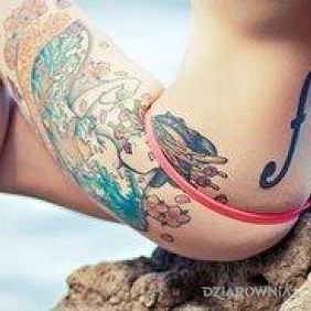 Tatuaż Gejsza na udzie na plecach motyw: seksowne styl: japońskie / irezumi