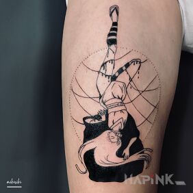 Tattoo Nezuko on the leg motif: characters style: graphic / illustrative