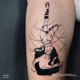 Tatuaż Nezuko na nodze motyw: manga / anime styl: graficzne / ilustracyjne