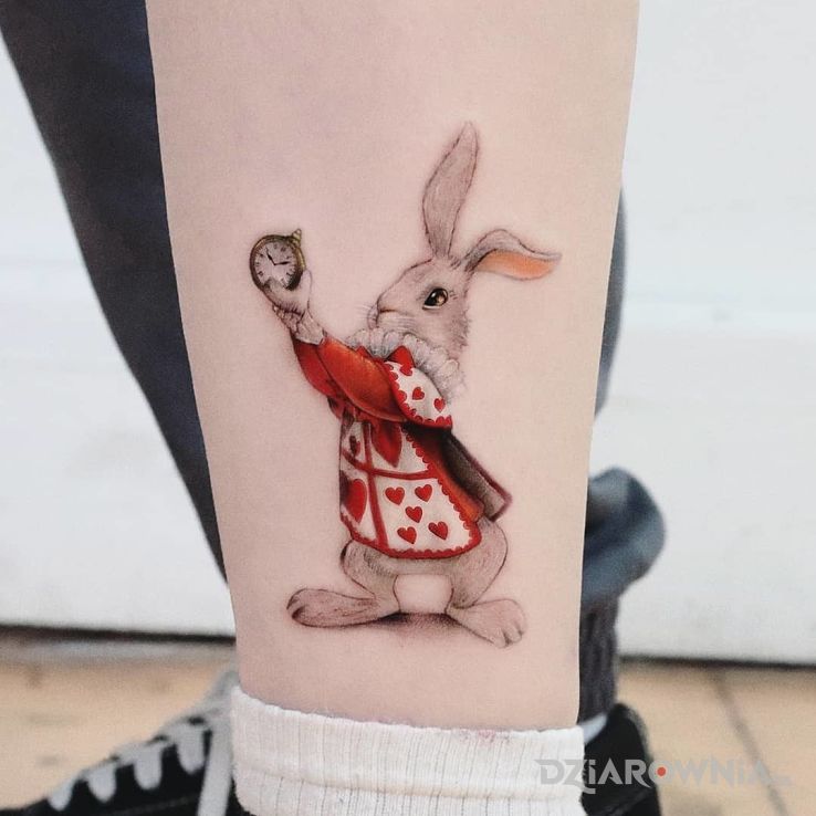 Tatuaż słodki króliczek w motywie fantasy i stylu graficzne / ilustracyjne przy kostce