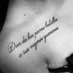 Tattoo Wojownicy boga in lettering motif and calligraphy style on the collarbone