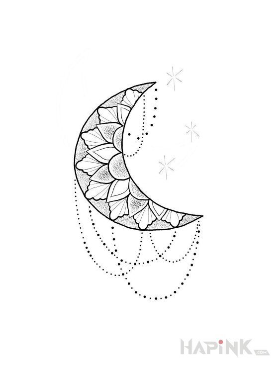 Designs księżyc - contour / linework