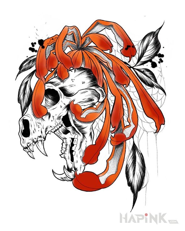 Designs czaszka - czeka na skórę - contour / linework
