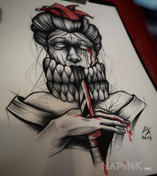 Designs mroczna dama - dotwork