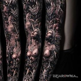 Tatuaż Rękaw prosto z piekła na dłoni motyw: 3D styl: realistyczne