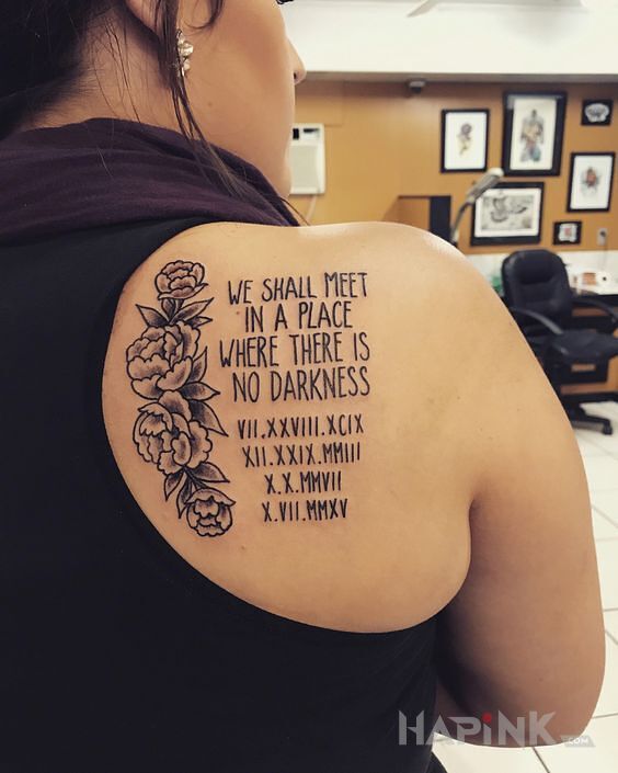 Tattoo Miejsce bez ciemności in flowers motif and graphic / illustrative style on the shoulder blades