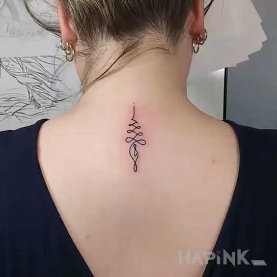Tattoo Coś małego in other motif and contour / linework style on the nape