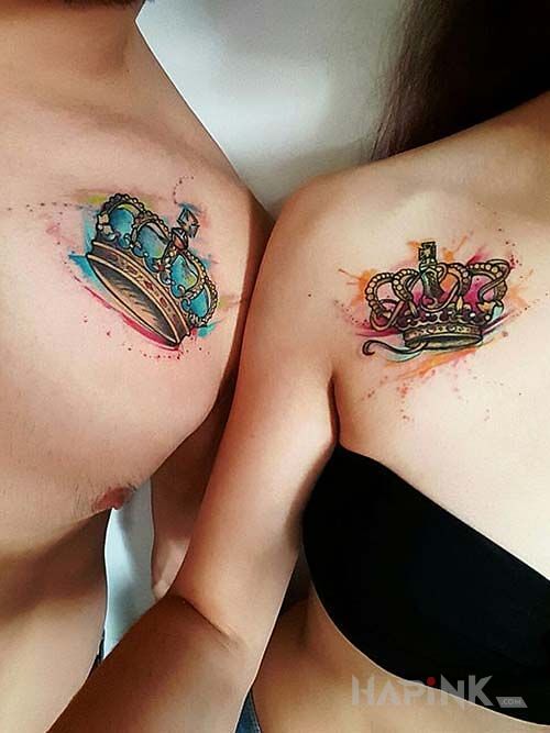 Tattoo Koronki in colorful motif and Watercolor style on the chest