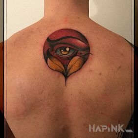 Tattoo Eye in neotraditional on the back motif: other style: neo-traditional