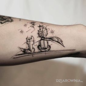 Tatuaż Mały książę i lis na przedramieniu motyw: postacie styl: szkic