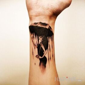 Tattoo Rain on the wrist motif: characters