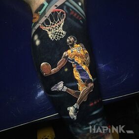 Tattoo Basketmaker on the leg motif: characters