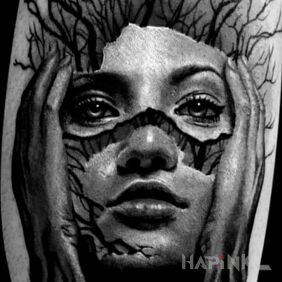 Tattoo Beautiful in grey too on the forearm motif: black and gray style: surrealistic