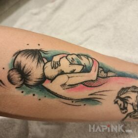 Tattoo Mother's love on the forearm motif: Love style: graphic / illustrative
