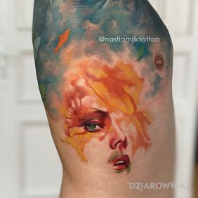 Tatuaż Portret na żebrach motyw: kolorowe styl: watercolor