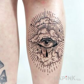Tattoo Engraving - eye on the tibia motif: other style: engravings / gravure