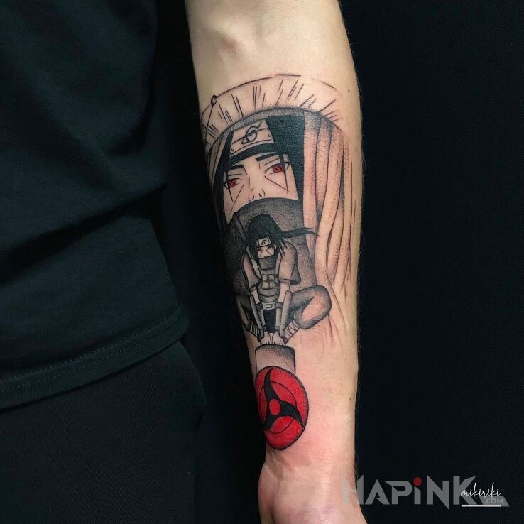Tattoo Uchiha  - początek rękawa in manga / anime motif and graphic / illustrative style on the forearm
