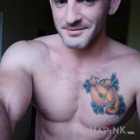 Tattoo Golden Gloves on the chest motif: colorful style: neo-traditional