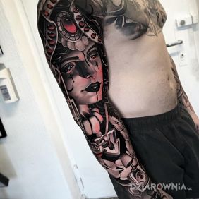 Tatuaż Księżniczka na przedramieniu motyw: twarze styl: realistyczne