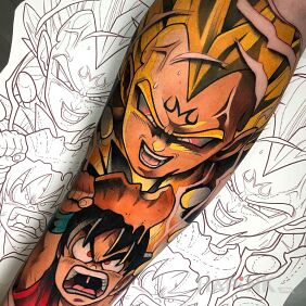 Tattoo Dragon Ball on the forearm motif: characters style: graphic / illustrative