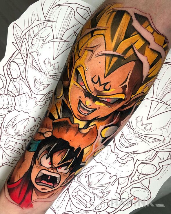 Tattoo Dragon Ball in manga / anime motif and graphic / illustrative style on the forearm