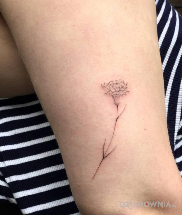 Tatuaż prosty kwiat w motywie kwiaty i stylu handpoke na ramieniu