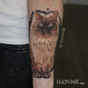 Tattoo Kitty on the forearm motif: animals style: realistic