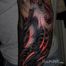 Tattoo Organic bird on the forearm motif: colorful style: organic