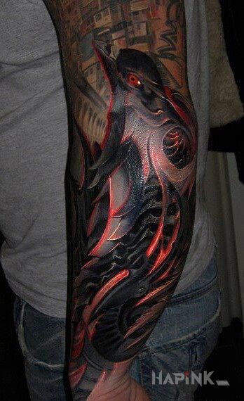 Tattoo Organiczny ptak in colorful motif and organic style on the forearm