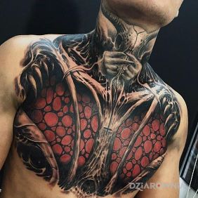 Tatuaż Organiczna klata na obojczyku motyw: mroczne styl: organika
