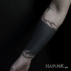 Tattoo Black sea on the forearm motif: other style: blackwork / blackout