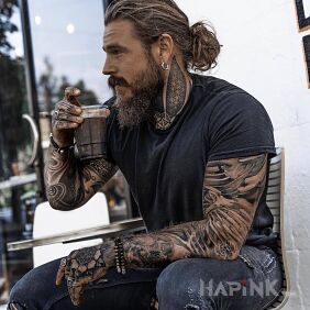 Tattoo Hottie on the neck motif: skulls style: realistic
