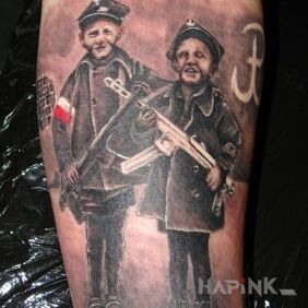 Tattoo Little soldiers on the forearm motif: patriotic