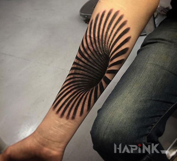 Tattoo Dziura in 3D motif and optical illusion style on the forearm