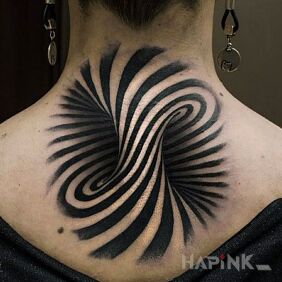 Tattoo Swirl on the back on the nape motif: 3D style: optical illusion