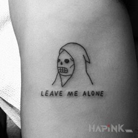 Tattoo Leave me alone on the forearm motif: skulls style: ignorant